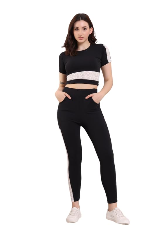 Striped Short Sleeve Yoga Sport Wear | Runing Jogging Wear TrackSuit For Women's & Girls-image-39