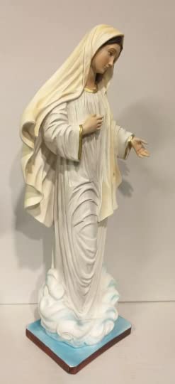 Generico ArteSacraCaravaggio Statua Madonna di Medjugorje, in marmo resina cm 60 (23,62 inches), per interni ed esterni, decorata a mano, produzione artigianale italiana