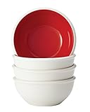 Rachael Ray Rise Dinnerware 4-Piece Cereal Bowl Set, Red