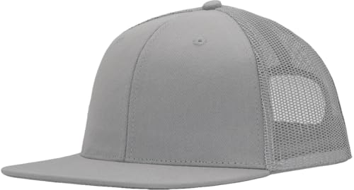 Image of Flat Bill Snapback Mesh Hats | Fits OSFM & XXL Big Head | Blank Solid Color Adjustable Trucker Hat for Men