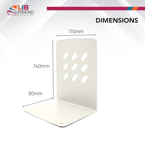 Image of LIBFRIEND Metal Non-Slip Bookends | Powder-Coated L-Shaped Book Holder for Desk, Office, Study Table and Library | Multicolour Options | Set of 2 (Ivory, S)