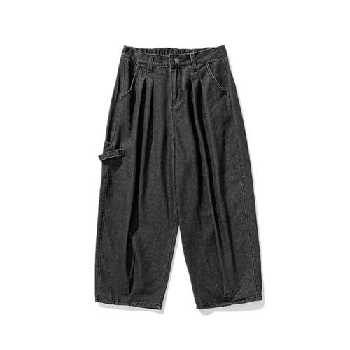 Japanese Baggy Casual Cargo Pants Wide-Leg Straight Loose Denim Trousers Streetwear Hip Hop Jeans for Men