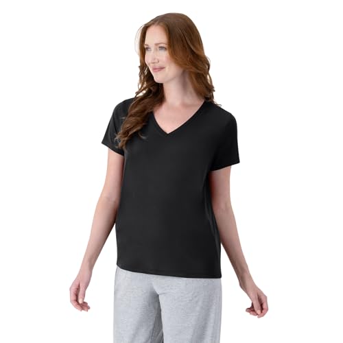 Hanes Women's Short Sleeve Cool DRI V-Neck Tee, Black, Medium - image 4