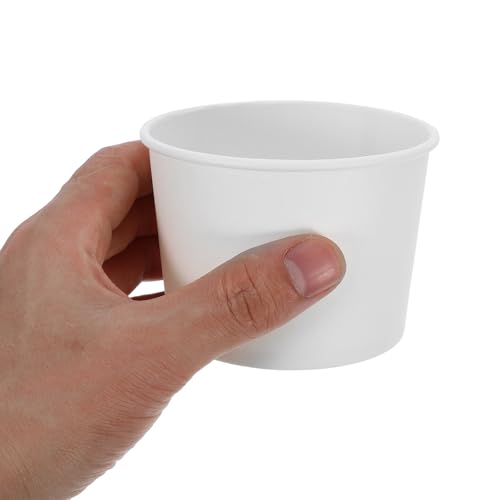 Tazas de postre de papel desechables blancas y cuencos para sopa resistentes MAGICLULU 5