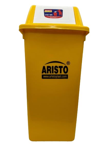 Image of ARISTO Square Swing Lid Plastic Dustbin 60 LTR (Yellow)