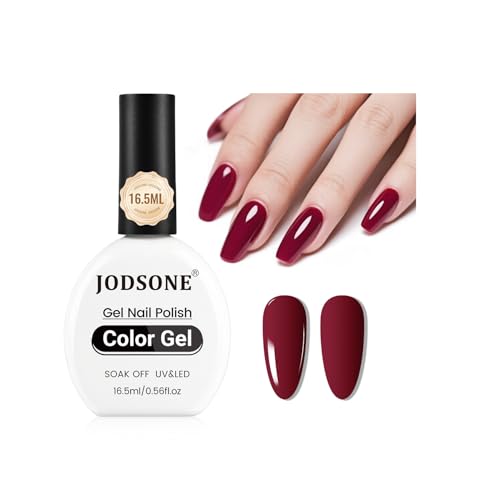 JODSONE 16,5 ml esmalte de uñas de gel rojo oscuro esmalte de uñas de color rojo oscuro de alto brillo Soak Off U V Nail Manicure Salon DIY at Home
