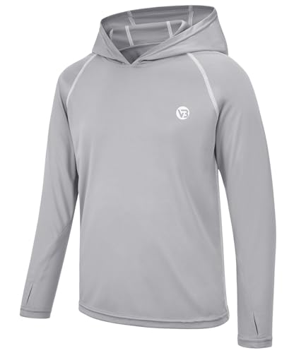 Image of Youth UPF50+ Sun Shirts Rashguard Quick Dry Long Sleeve Hoodies T-shirts for Workout Thumbholes