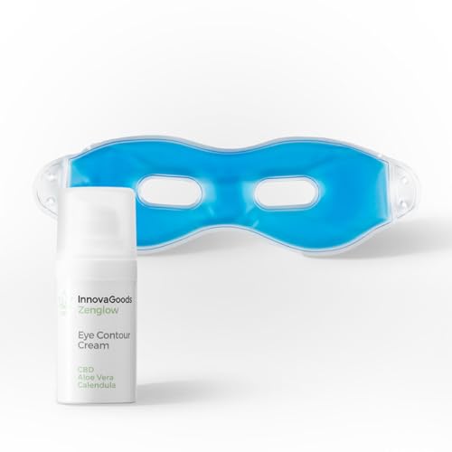 InnovaGoods® Set de cuidado facial con CBD, x1 contorno de ojos con propiedades relajantes y calmantes, x1 Antifaz relajante efecto frío y calor. Alivio, descanso y relajación. Para pieles sensible