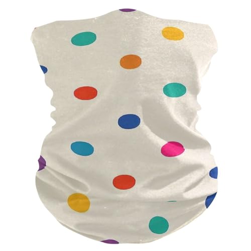 Cartoon Colorful Dot Beige Hot/Cold Weather Sun protection neck gaiter Stretchy head band reusable face masks for adults for Kayaking Cycling halloween decor mascarillas para el polvo