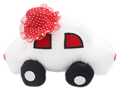 Image of Tickles I Love You Car with Hat Soft Stuffed Plush Toy for Kids Girlfriend Birthday Gift Valentine Day (Color: White; Size: 31 cm)