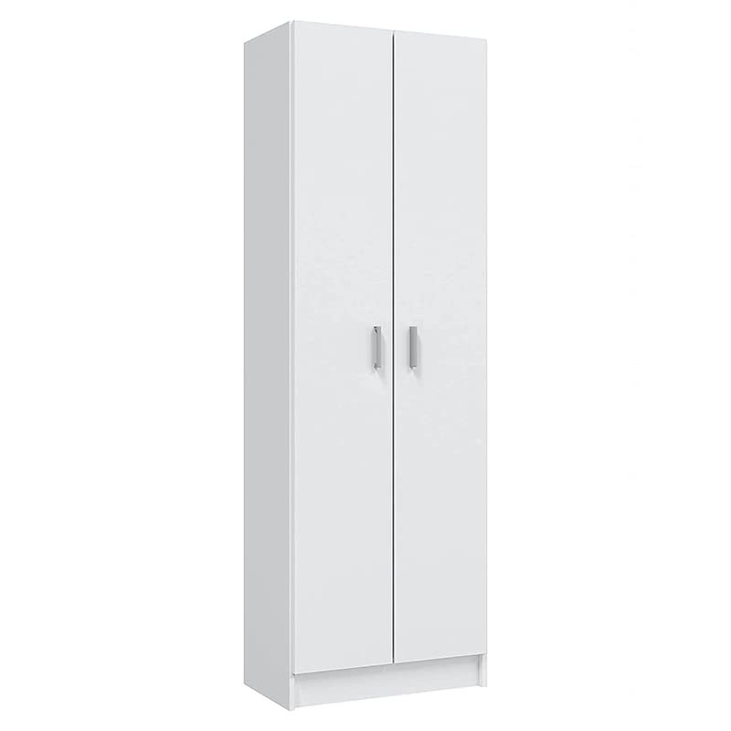 Mondo Viro - Armario de madera blanco para guardar objetos y armario con compartimento para escobas (portaescope 2 puertas) 73 x 37 x 180 cm