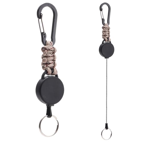 ALLY-MAGIC Schlüsselanhänger Ausziehbar, Schlüsselband Ausziehbar, Einziehbarer Schlüsselanhänger Heavy Duty Retractable Schlüsselrolle mit Kürbisschnalle und Paracord E23-SSYSK