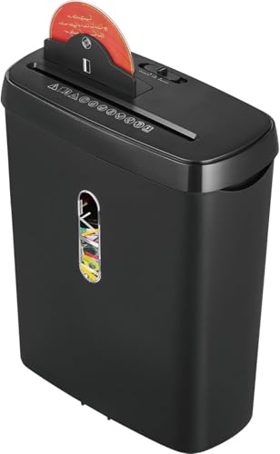 8-Sheet Strip Cut Paper Shredder P4 Security Level Paper Shredder with 12L Waste Container Fast and Durable Shredder for Documents Credit Cards CDs Mail (Black) (12L)