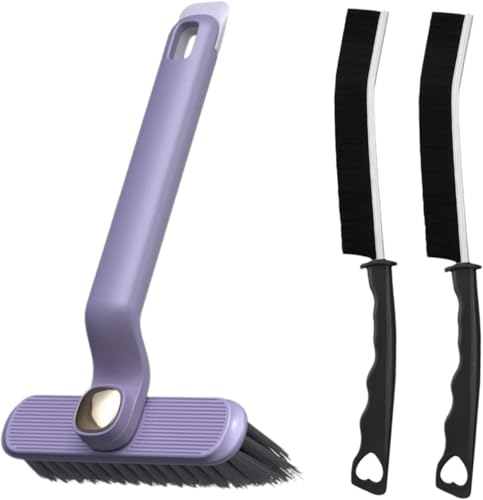 Image of Zapsol Multi-Function Bathroom Cleaning Brush with Hard Bristles | 2-in-1 Floor Scrubber & Rotating Crevice Grout Cleaner Tiles Gap Cleaning Brush 360 Deegree Rotational Function (Combo Brush)