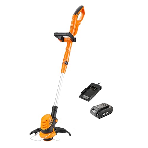 LawnMaster MX - Decespugliatore e tagliabordi senza fili da 24 V, 25 cm, 3 in 1, alimentato a batteria, kit ruote staccabili, batteria MX 24 V agli ioni di litio 2,0 Ah e caricabatterie, garanzia 2