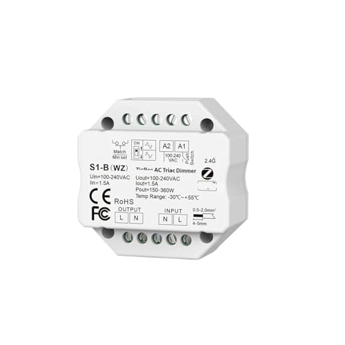 Interrupteur bouton gradateur LED Triac avec télécommande 2.4G variateur de lumière S1-B-WZ