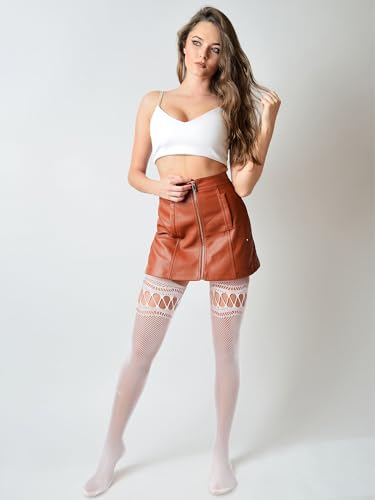 Image of Skylety 6 Pairs Fishnet Stockings for Women Plus Size Thigh-high Tights Stockings Suspender Pantyhose Garter Belts