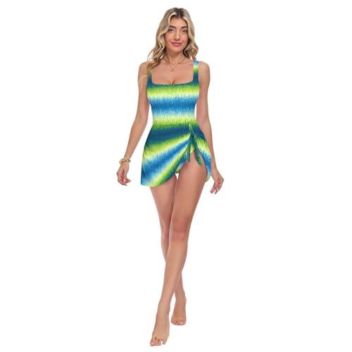 Maillot de bain push-up amincissant avec effet froncé bleu vert pour sublimer la silhouette