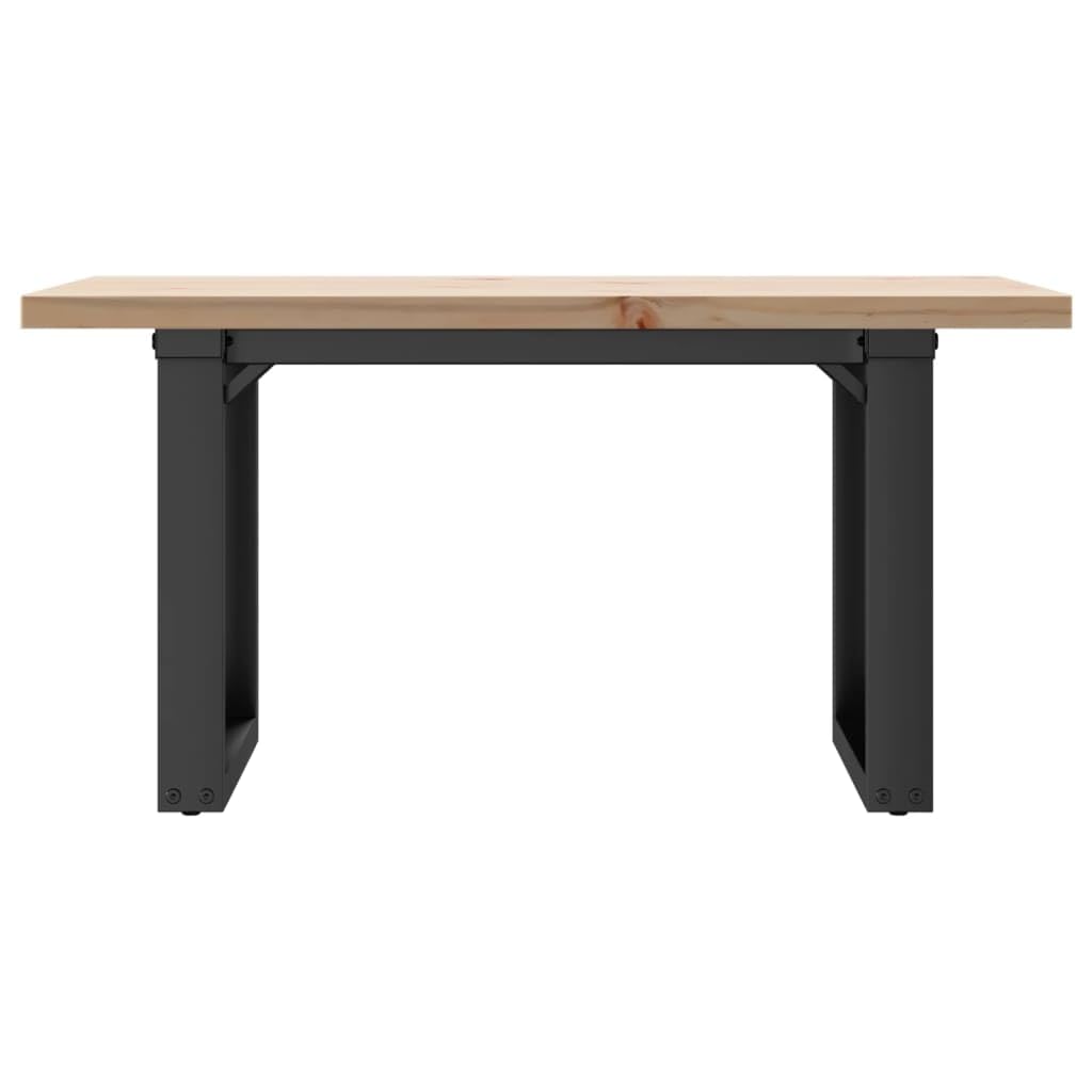 Tavolino in pino massiccio e acciaio, struttura in O, 80 x 50 x 40,5 cm