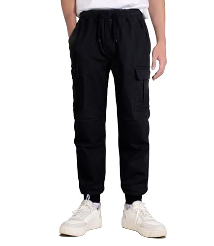 TLAENSON Bomber Boys Leather Jackets+Thick Twill Boys Joggers Cargo Pants 10-11 Years4