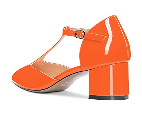 Aachcol Women T-Strap Mary Jane Pumps Two-Piece Shoes Chunky Block Mid Heel Pointed Toe Ankle Strap Dress 2 Inches3