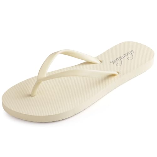 Image of shevalues Slim Flip Flops for Women Beach Rubber Shower Shoes Basic Thong Sandals