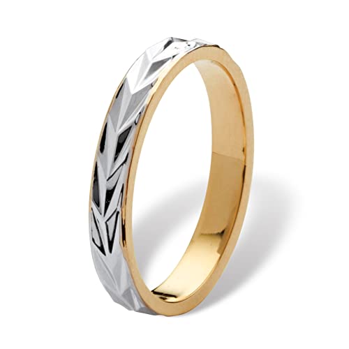 PalmBeach Yellow Gold-Plated Two Tone Textured Wedding Band Ring (3mm) Sizes 5-132