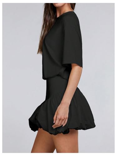 SOLY HUX Women's Bubble Mini Dress Short Sleeve Crewneck A Line Y2k Going Out Summer Dresses3