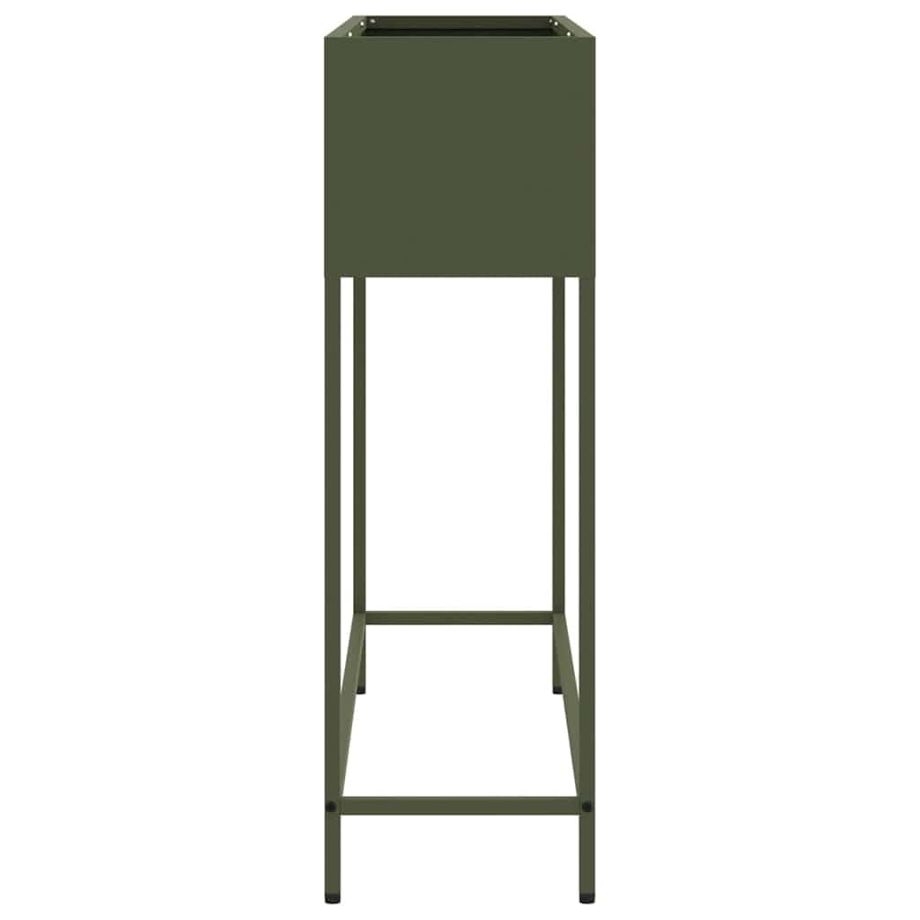 Podwyższona grządka ogrodowa, oliwkowa zieleń, 100 x 26 x 82 cm, wytrzymała metalowa donica na rośliny do warzyw i kwiatów, podwyższone doniczki z ocynkowanej stali