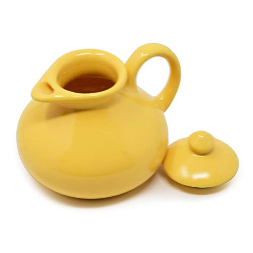 The Himalayan Goods Company Stoneware Ceramic Milk Oil Jug Pourer Dispenser Round, 350ml (Yellow) - Image 2