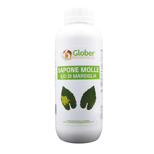 GLOBER Sapone Molle Potassico per Piante - Concentrato 1 Litro - Made in Italy 100% Vegetale - Corroborante lava la melata degli insetti, contro afidi e fumaggine