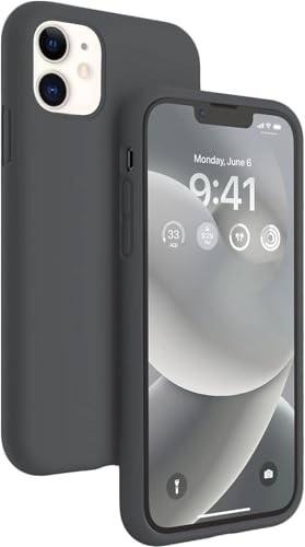Image of DIZORO Microfiber Candy Case Compatible for iPhone 11 6.1 inch, Shockproof Slim Back Cover Liquid Silicone Case (Space Grey)