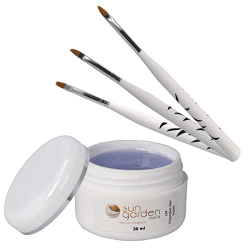 Gel de fibra de vidrio UV VIOLETA 30 ml INCL. CONJUNTO DE CEPILLOS gel de construcción de gel de...