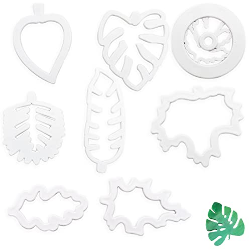 Juego de Moldes Galletas 8 pcs, Cortador de Galletas de Hojas Tropicales, Juego de Cortadores de Fondant de Cortador de Galletas de Hojas Tropicales y Flores, Decoración de Pasteles