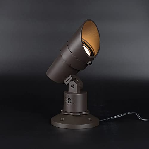 Wac Landscape Lighting, Led 120V Line Voltage Medium Size Accent Light With Adjustable Beam Angle And Integral Brightness Control 3000K Warm White Built-In Led In Solid Brass Coated With Bronze #TOP4