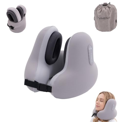 Yvnens Neck Travel Pillows for Airplanes with Bluetooth Headphones, Memory Foam Neck Travel Pillow for Airplanes, Long Flight Travel Pillow for Plane, Office, Cars, Home, Sleeping & Rest (Gray)