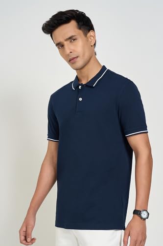 Image of Peregrine by Pantaloons Men's Solid Slim Fit Polo Shirt