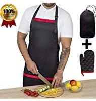 Work Aprons for Men with Large Pockets | Heavy Duty & Adjustable Chef Apron for Men and Women | Perfect for Cooking, BBQ, Grilling, Kitchen Working or Welding | 1 Oven Glove Included