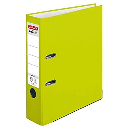 herlitz Ordner A4 maX.file protect A4 8 cm Rückenbreite Hellgrün Limettengrün Einsteckrückenschild Kantenschutz 1 Stück