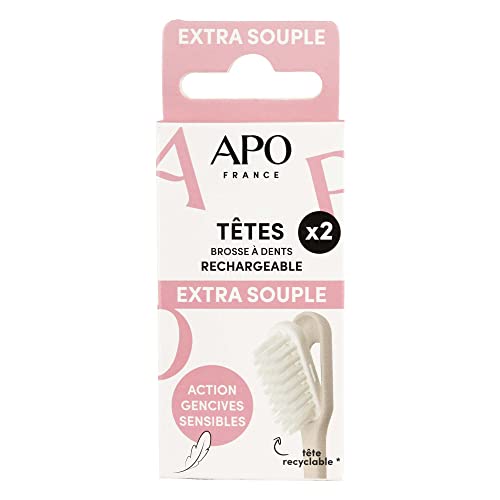 APO France - Recharges de brosse à dents - EXTRA-SOUPLE - Adulte (2 têtes) - Origine Végétale - Zéro Déchet Cover