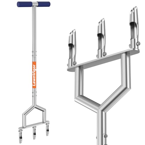 Manual Core Aerator Lawn Tool - Lawn Aerator Tool with 3 Replacea...