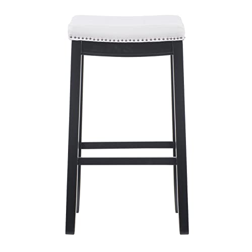 Linon , 30-Inch, White Claridge Patches Bar Stool, 32" X 18.75" X 13.25", Black #TOP6