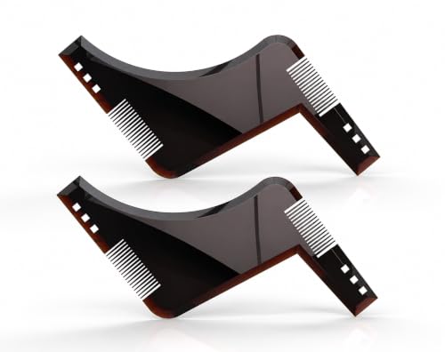 Image of Fully Beard Shaper Tool for Men Beard Comb for Men and Boys Beard Symmetry Tool for Perfect Lines, Neckline and Jawline (2-Pcs)