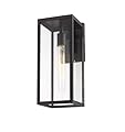Bestshared Outdoor Wall Sconce Lights,15 Inch Exterior Wall Lantern with Clear Glass, Black Porch Sconce Lighting,Weather Resistant Outdoor Lights for House Garage Doorway Patio, E26 Socket (1 Pack)