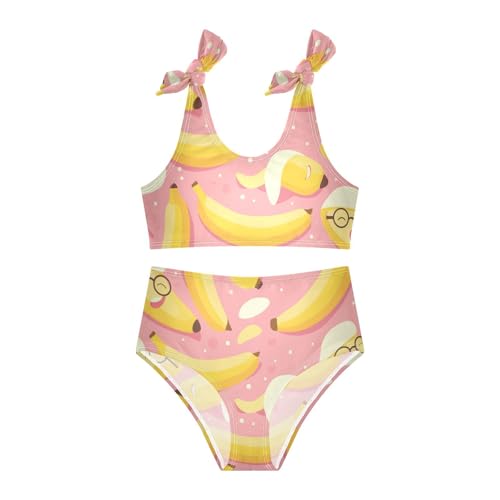 KLL Bananas with Glasses Girls' 2 Piece Bikini Sets Scoop Neck Bathing Suit Swimming Suits Adjustable Shoulder Strap3