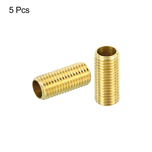 PATIKIL M8 Fine Thread Lamp Pipe, 5 Pack 18mm Threaded Hollow Tube Adapter Brass Coupler Connector Pipe Fitting - Image 3