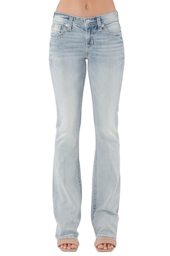 Miss Me Women's Niela Wing Embellished Faux Flap Pockets Mid-Rise Bootcut Jeans2