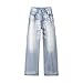Tactical Pants Men's Vintage Campus Flared Jeans with Distressed Wash Stretch Comfort Slim Fit Trousers for Streetwear Daily Fashion Blue