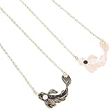 COLLBATH 1 Par de Collares Juego Colgantes de Pez Koi Tai Chi, Aleación Resistente, Colores Negro y Blanco, Obsequio Romántico para Ella y Él, Collar de Amistad y Novia