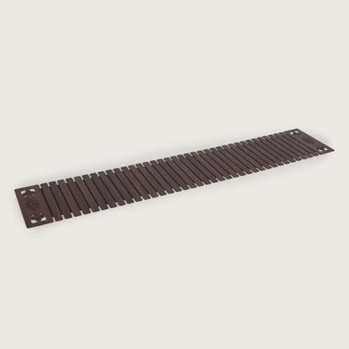 Image of HOME 360 Modern Slat Table Runner | Decorative Finish MDF Slats with Intricate Cut-Out Patterns | 14X72 Inches | Rollable Table Centerpiece for Dining Room, Kitchen | (Darkbrown 1, 14X72 INCH)